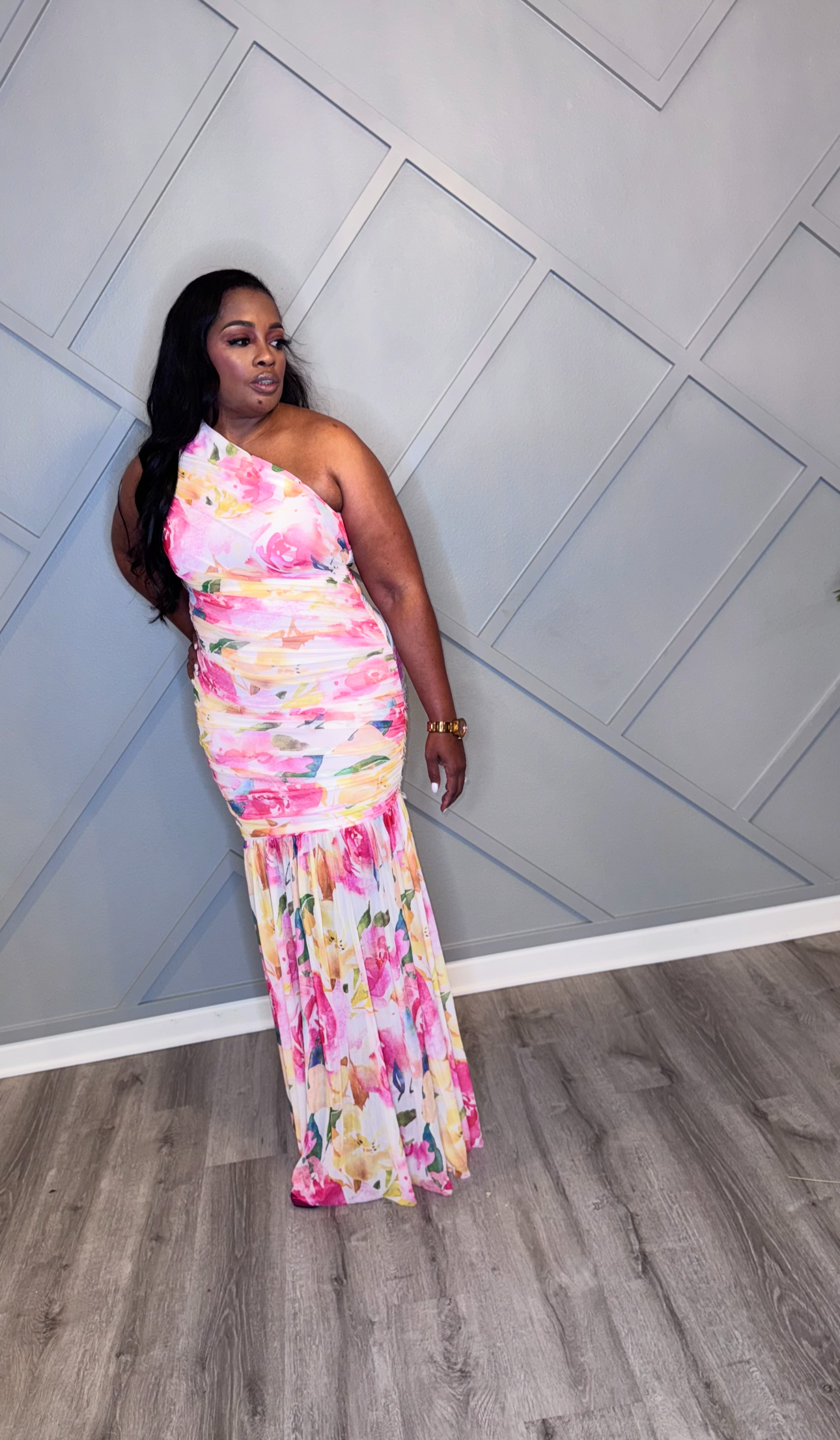 Spring One-Shoulder Maxi Dress