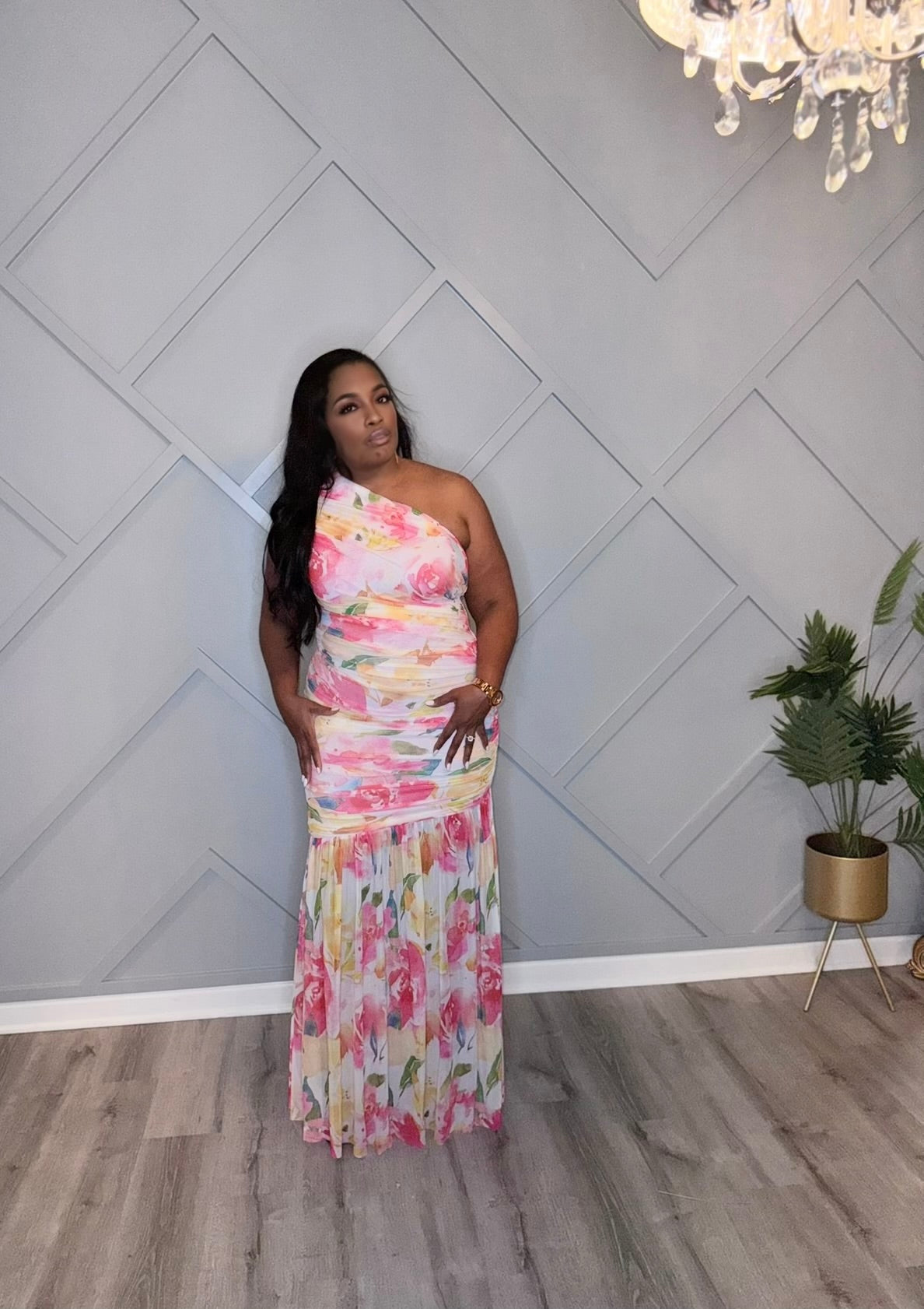 Spring One-Shoulder Maxi Dress