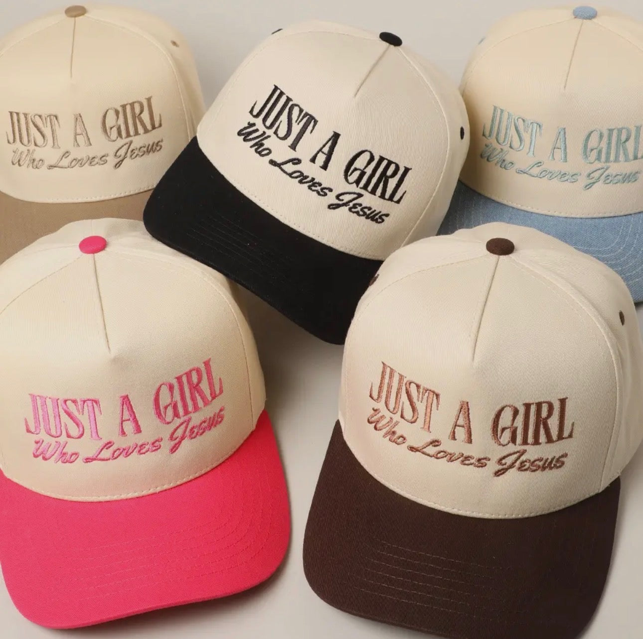 Just A Girl Who Loves Jesus – Neutral Trucker Hat