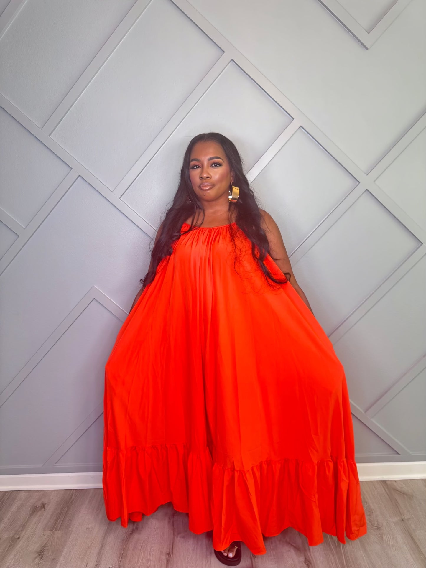 Sunset Glow Babydoll Maxi Dress