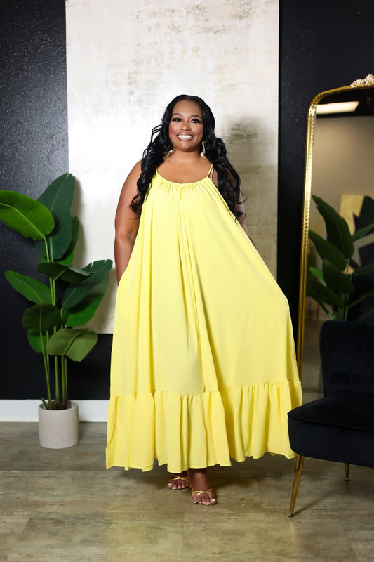 Yellow Babydoll Maxi Dress