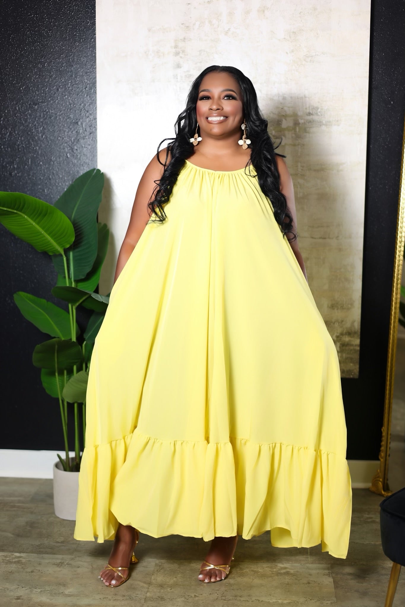 Yellow Babydoll Maxi Dress