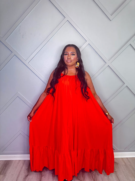 Sunset Glow Babydoll Maxi Dress