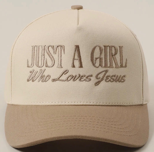 Just A Girl Who Loves Jesus – Neutral Trucker Hat