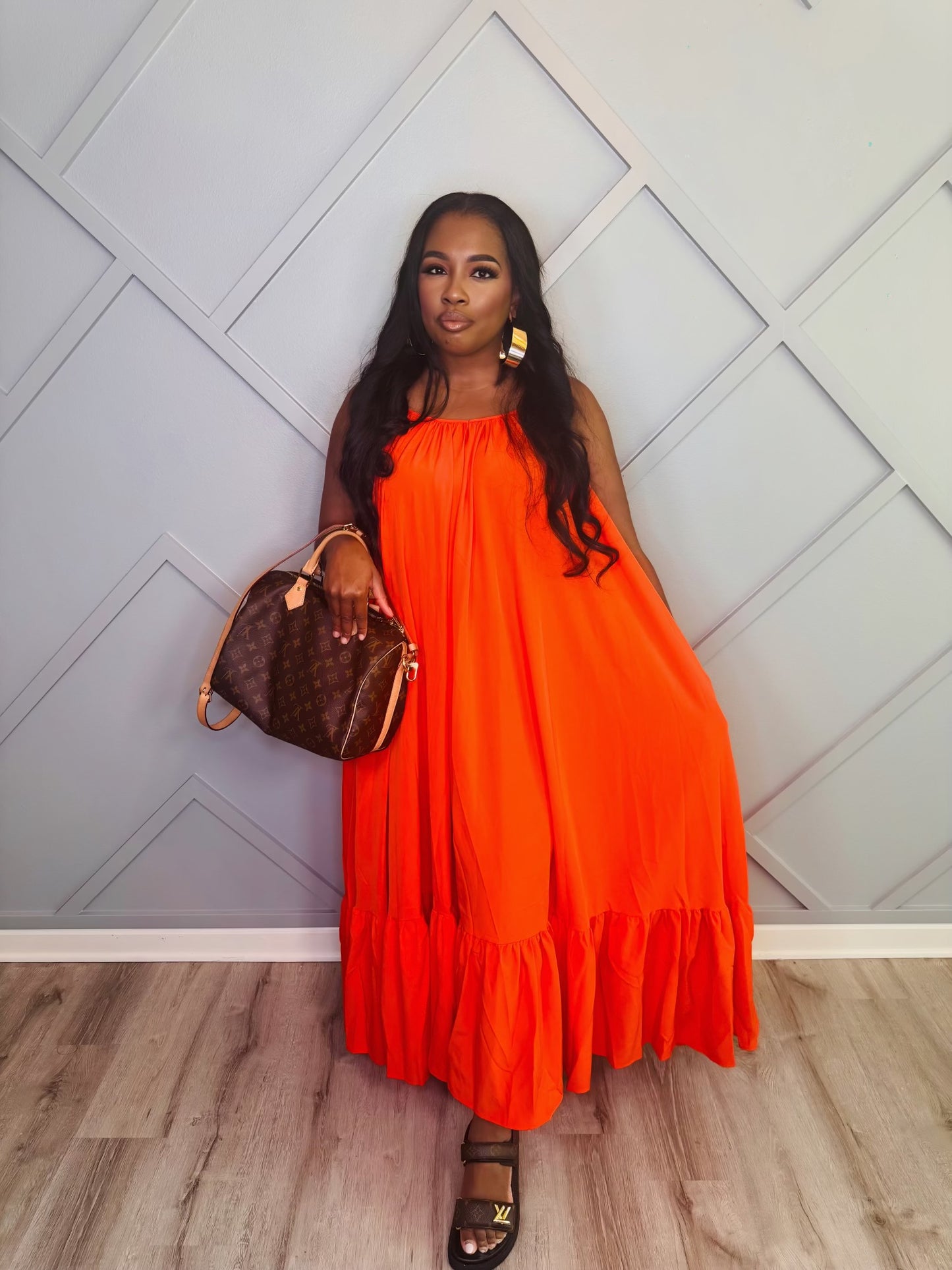 Sunset Glow Babydoll Maxi Dress