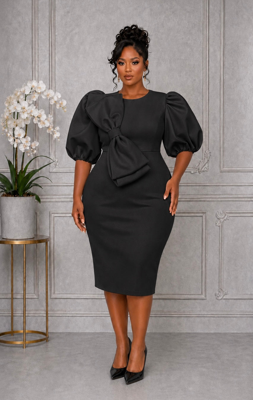 Noir Luxe Bow Dress