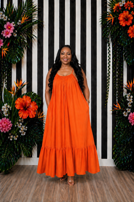 Sunset Glow Babydoll Maxi Dress