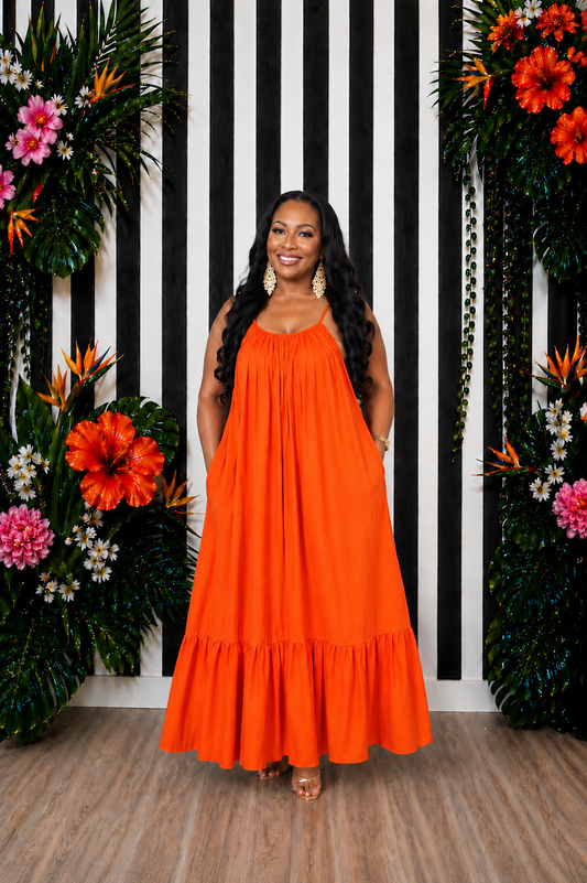 Sunset Glow Babydoll Maxi Dress