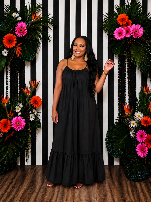 Classic Black Babydoll Maxi Dress
