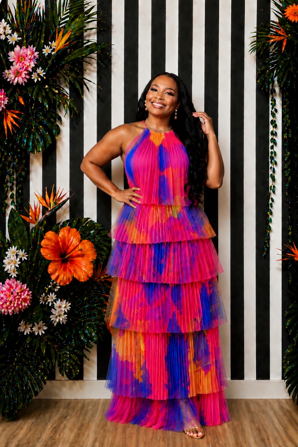 Tropical Tiered Maxi Dress